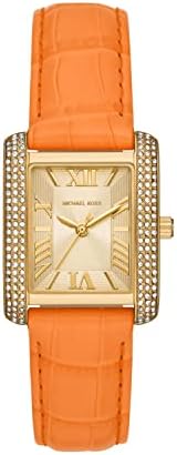 Shop Michael Kors Emery Three Hand Rose Gold Dial Orange Leather Strap Watch For Women - MK2983 in USA