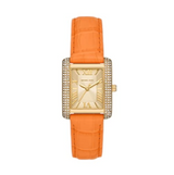 Shop Michael Kors Emery Three Hand Rose Gold Dial Orange Leather Strap Watch For Women - MK2983 in USA