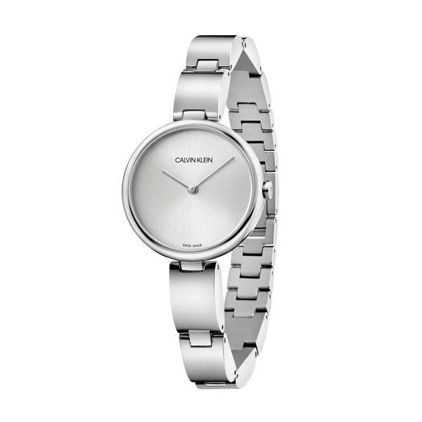 Shop Calvin Klein Wavy Silver Dial Silver Steel Strap Watch for Women - K9U23146 in USA