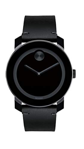 Shop Movado Bold Black Dial Black Leather Strap Watch For Men - 3600306 in USA