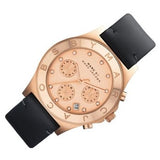 Shop Marc Jacobs Blade Chronograph Rose Gold Dial Black Leather Strap Watch for Women - MBM1188 in USA