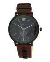 Versace V-Circle Manifesto Black Dial Maroon Leather Strap Watch for Men - VBQ040017 Buy Now By Versace