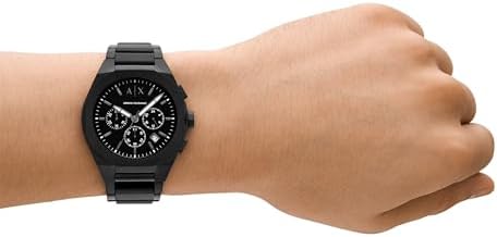 Armani Exchange Drexler Chronograph Black Dial Black Steel Strap Watch For Men - AX2639