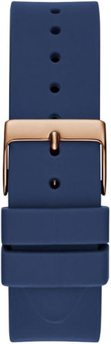 Guess Cubed Analog Rose Gold Dial Blue Leather Strap Watch For Women - GW0665L2 Buy Now By Guess