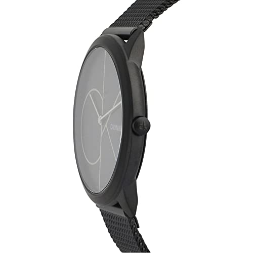 Shop Calvin Klein Minimal Black Dial Black Mesh Bracelet Watch for Men - K3M514B1 in USA