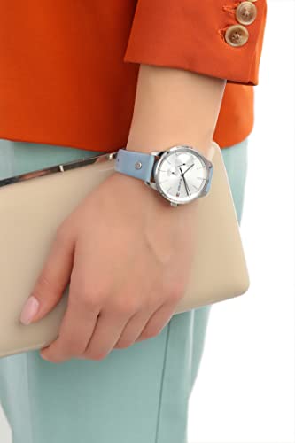 Shop Tommy Hilfiger Brooke Silver Dial Blue Leather Strap Watch for Women - 1782023 in USA