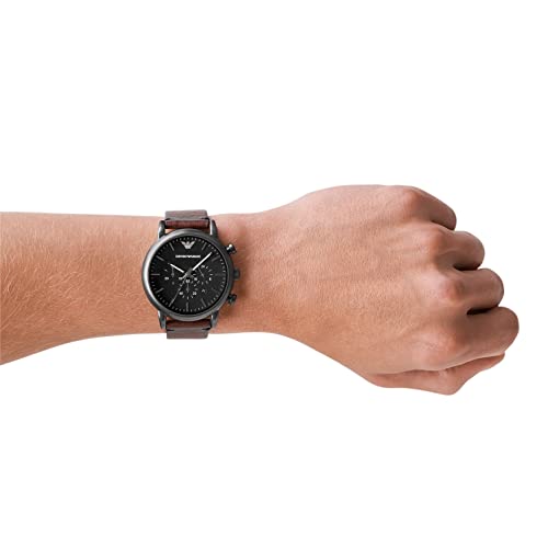 Emporio Armani Classic Chronograph Black Dial Brown Leather Strap Watch For Men - AR1919 Buy Now By Emporio Armani