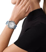 Michael Kors Sidney Multifunction Crystals Silver Dial Blue Rubber Strap Watch for Women - MK7220 Buy Now By Michael Kors