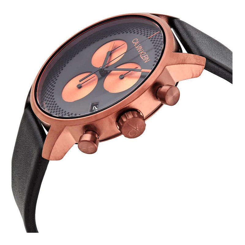 Calvin Klein City Chronograph Black Dial Black Leather Strap Watch for Men - K2G17TC1 Buy Now By Calvin Klein