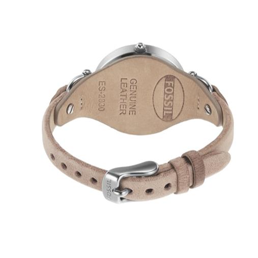Fossil Georgia Bone Grey Dial Beige Leather Strap Watch for Women - ES2830
