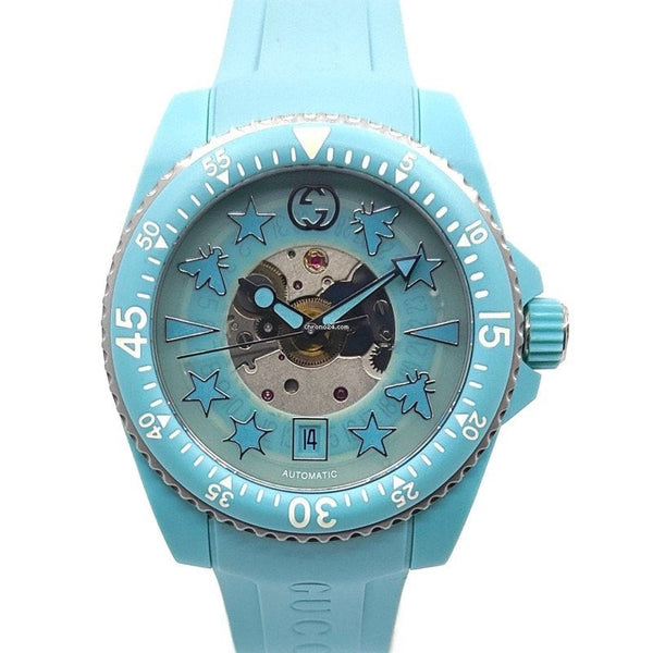 Shop Gucci Dive Automatic Green Dial Green Rubber Strap Unisex Watch - YA136344 in USA