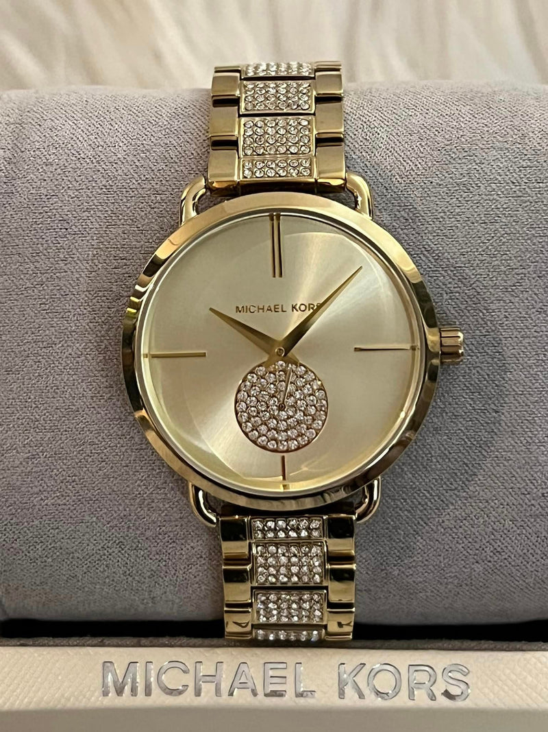 Michael Kors Portia Three-Hand Crystals Gold Dial Gold Steel Strap Watch for Women - MK4602 Buy Now By Michael Kors