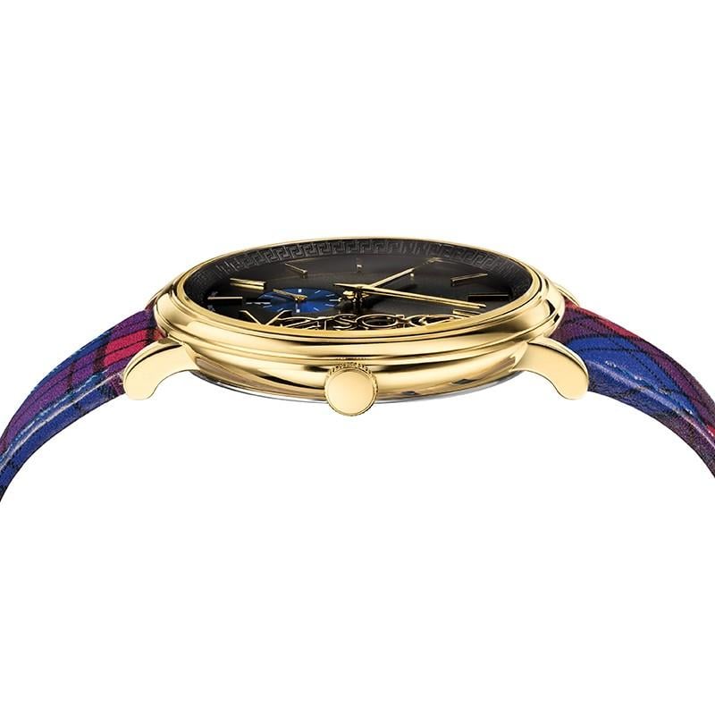 Versace V-Circle Black Dial Blue Leather Strap Watch for Women - VE8100218 Buy Now By Versace
