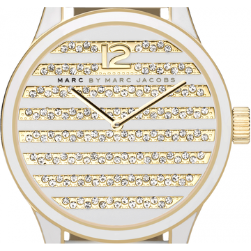 Marc Jacobs Lidia Stripe White Dial White Leather Strap Watch for Women - MBM1164 Buy Now By Marc Jacobs