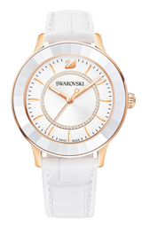 Swarovski Octea Lux White Dial White Leather Strap Watch for Women - 5414416