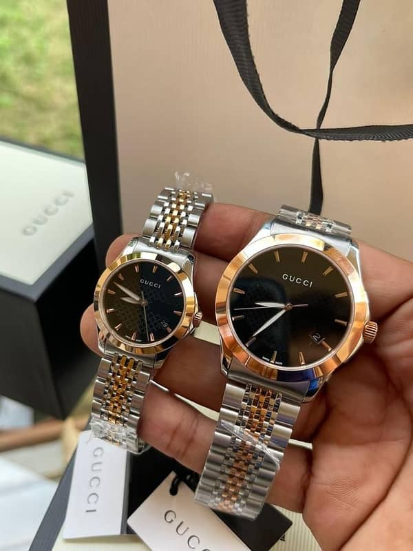 Shop Gucci G Timeless Black Dial Two Tone Steel Strap Watch For Men - YA126410 in USA