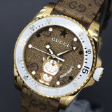 Gucci Dive Doraemon Brown Dial Brown Leather Strap Watch For Men - YA136334 Buy Now By Gucci
