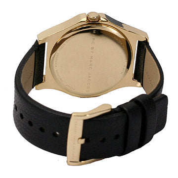 Shop Marc Jacobs Baby Dave Gold Dial Black Leather Strap Watch for Women - MBM1264 in USA