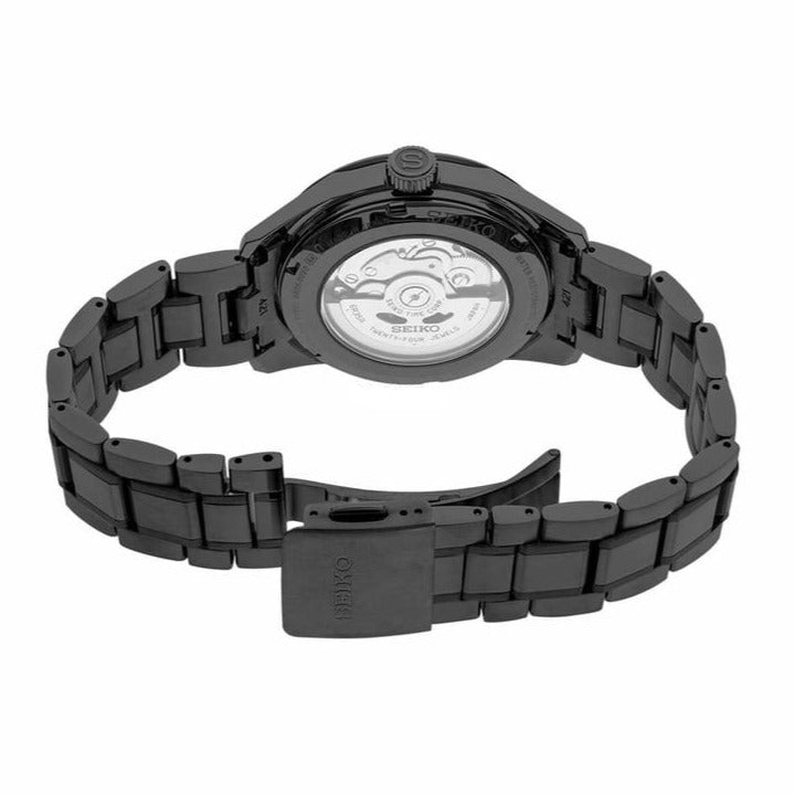 Shop Seiko Presage Sharp Edged Series Black Dial Black Steel Strap Watch For Men - SPB229J1 in USA