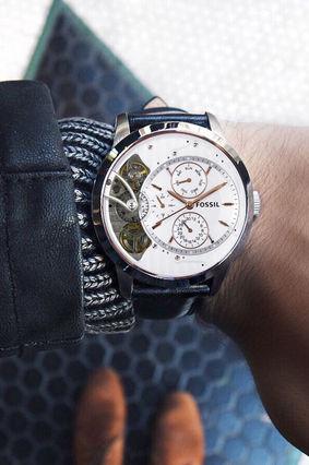 Fossil Townsman Twist Multifunction White Dial Black Leather Strap Watch for Men - ME1164 Buy Now By Fossil