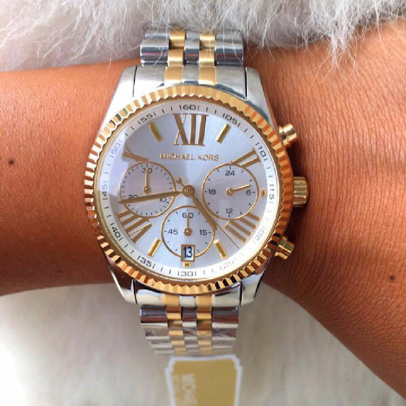 Michael Kors Lexington Silver Dial Two Tone Steel Strap Watch for Women - MK5955 Buy Now By Michael Kors