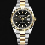 Shop Rolex Datejust 41 Black Dial Two Tone Oystersteel White Gold Strap Watch for Men - M126333-0013 in USA