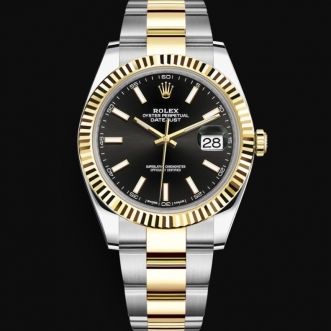 Shop Rolex Datejust 41 Black Dial Two Tone Oystersteel White Gold Strap Watch for Men - M126333-0013 in USA