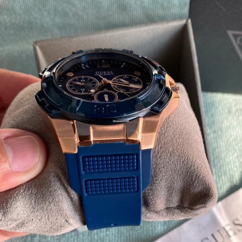 Guess Genesis Quartz Blue Dial Blue Silicone Strap Watch For Men - W1254G3 Buy Now By Guess