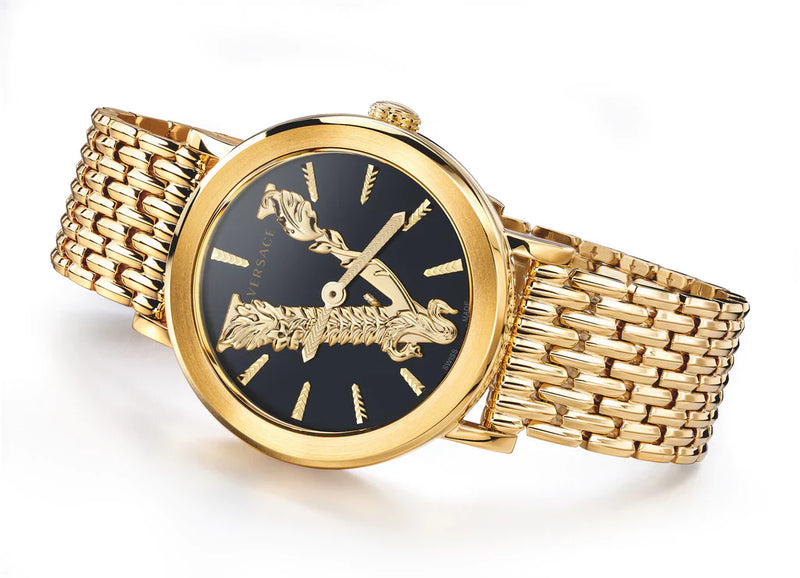 Versace Virtus Quartz Black Dial Gold Steel Strap Watch for Women - VEHC00619 Buy Now By Versace