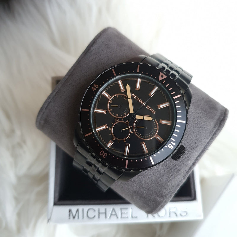 Michael Kors Cunningham Chronograph Black Dial Black Steel Strap Watch For Men - MK7157 Buy Now By Michael Kors