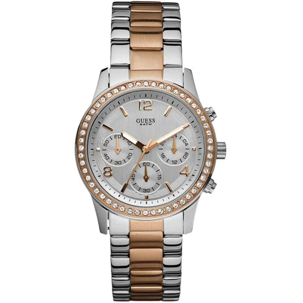 Guess Mini Spectrum Quartz Silver Dial Two Tone Steel Strap Watch For Women - W0122L1 Buy Now By Guess