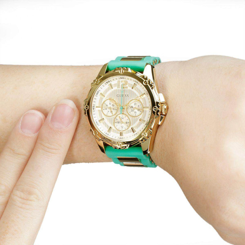 Guess Intrepid 2 Silver Dial Two Tone Rubber Strap Watch For Women - W0325L4 Buy Now By Guess
