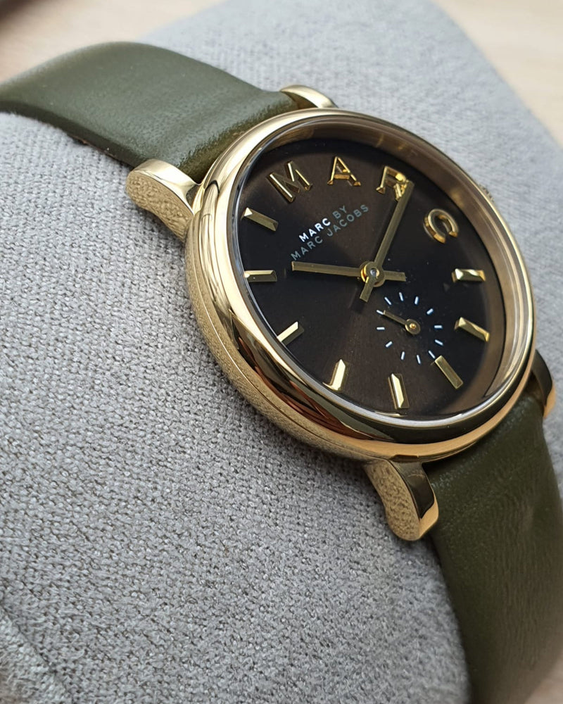 Marc Jacobs Baker Olive Dial Olive Leather Strap Watch for Women - MBM1330 Buy Now By Marc Jacobs