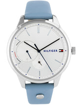 Shop Tommy Hilfiger Brooke Silver Dial Blue Leather Strap Watch for Women - 1782023 in USA