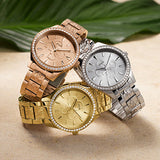 Guess Sassy Analog Quartz Gold Dial Gold Steel Strap Watch For Women - W0705L2 Buy Now By Guess