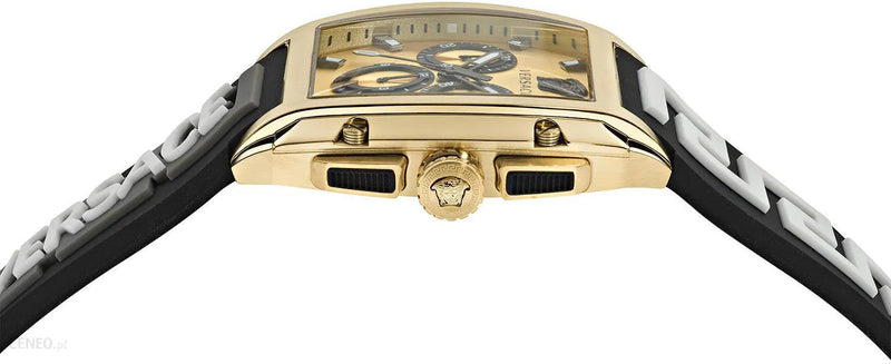 Versace Dominus Chronograph Gold Dial Black Silicone Strap Watch For Men - VE6H00223 Buy Now By Versace