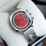 Gucci Grip Quartz Chronograph Red Dial Silver Steel Strap Watch For Men - YA157303 Buy Now By Gucci