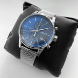 Hugo Boss Jet Chronograph Blue Dial Silver Mesh Bracelet Watch for Men - 1513441
