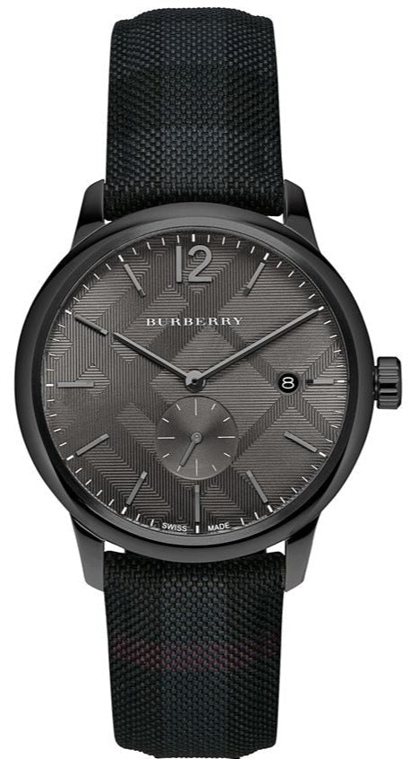 Shop Burberry The Classic Round Horseferry Black Dial Black Leather Strap Watch for Men - BU10010 in USA