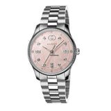 Gucci G Timeless Diamonds Mother of Pearl Pink Dial Silver Steel Strap Watch for Women - YA1265062