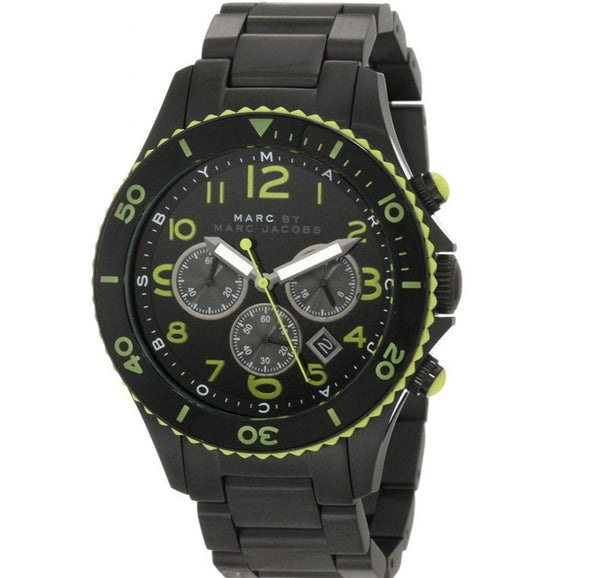 Shop Marc Jacobs Rock Chronograph Black Dial Black Steel Strap Watch for Men - MBM5026 in USA