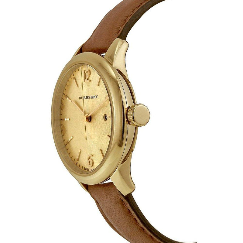 Shop Burberry The Classic Champagne Gold Dial Brown Leather Strap Watch for Women - BU10101 in USA