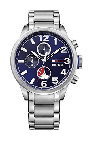 Shop Tommy Hilfiger Jackson Chronograph Blue Dial Silver Steel Strap Watch for Men - 1791242 in USA
