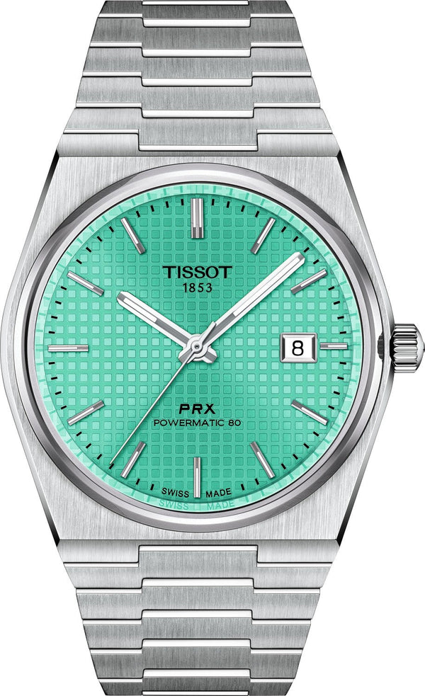 Shop Tissot PRX Powermatic 80 Automatic Mint Green Dial Silver Steel Strap Watch for Men - T137.407.11.091.01 in USA