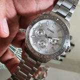 Fossil Bannon Multifunction Chronograph Silver Dial Silver Steel Strap Watch for Men - BQ2490 Buy Now By Fossil