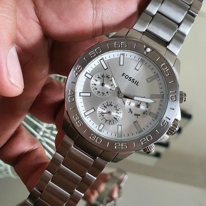 Fossil Bannon Multifunction Chronograph Silver Dial Silver Steel Strap Watch for Men - BQ2490 Buy Now By Fossil