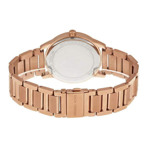 Shop Michael Kors Slim Runway Rose Gold Dial Rose Gold Steel Strap Watch for Women - MK3197 in USA