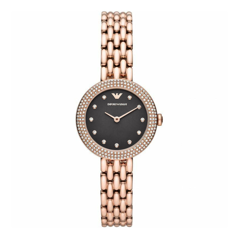 Emporio Armani Rosa Quartz Mother of Pearl Black Dial Rose Gold Steel Strap Watch For Women - AR11372 Buy Now By Emporio Armani