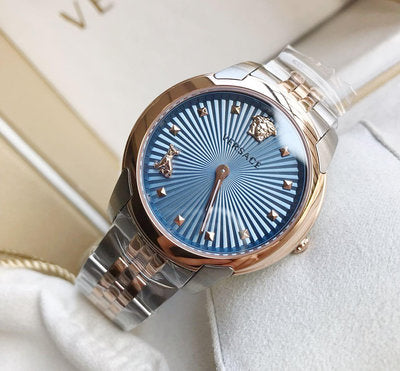 Versace Audrey Quartz Blue Dial Two Tone Steel Strap Watch for Women - VELR00619 Buy Now By Versace