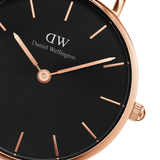 Daniel Wellington Classic Petite Bristol Black Dial Brown Leather Strap Watch For Women - DW00100221